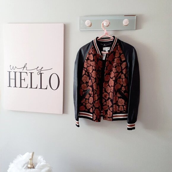 NWT Coach black & brown leather bomber jacket - Picture 9 of 12